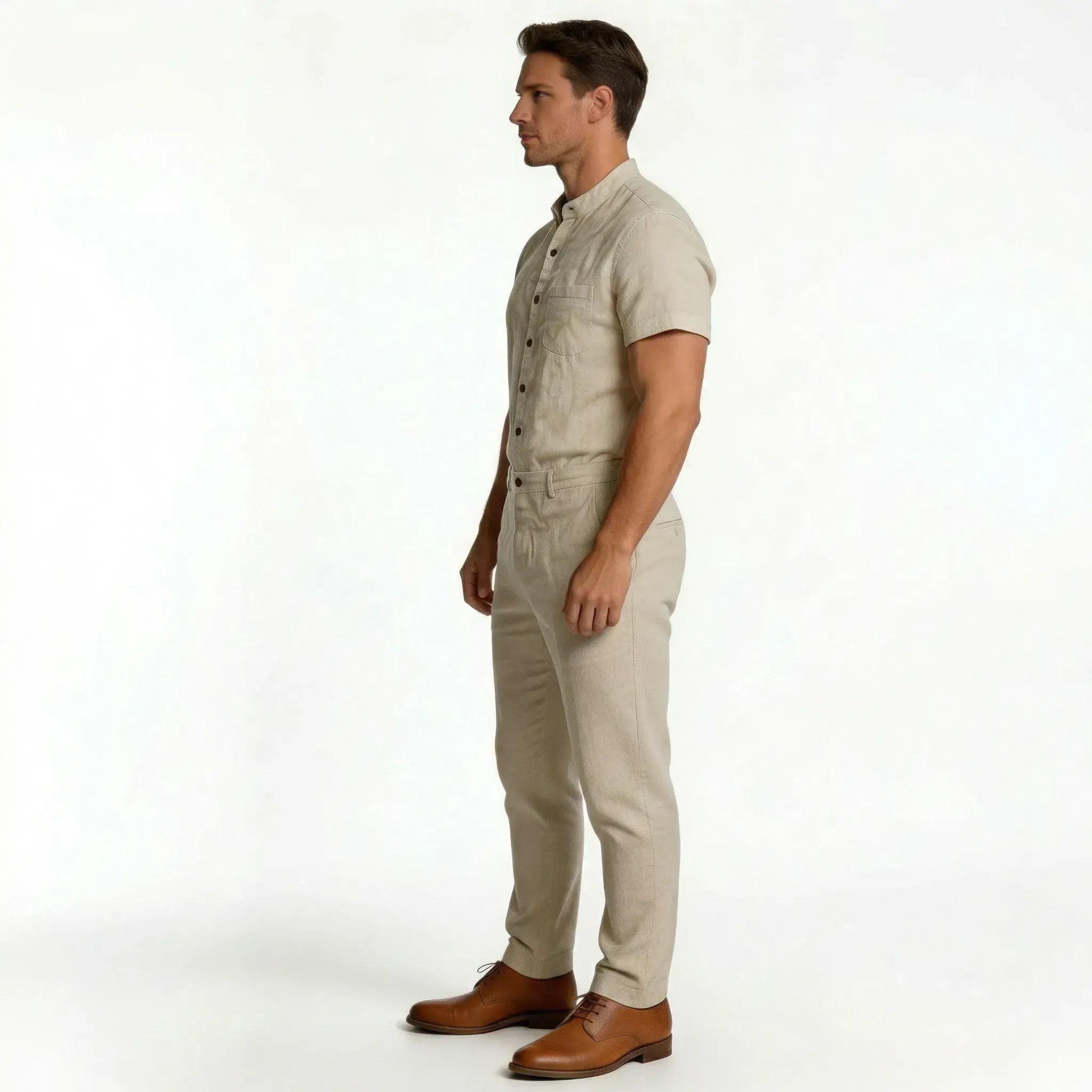 Stylish Sandalwood Jumpsuit | Comfortable Linen Wear – RomperJack