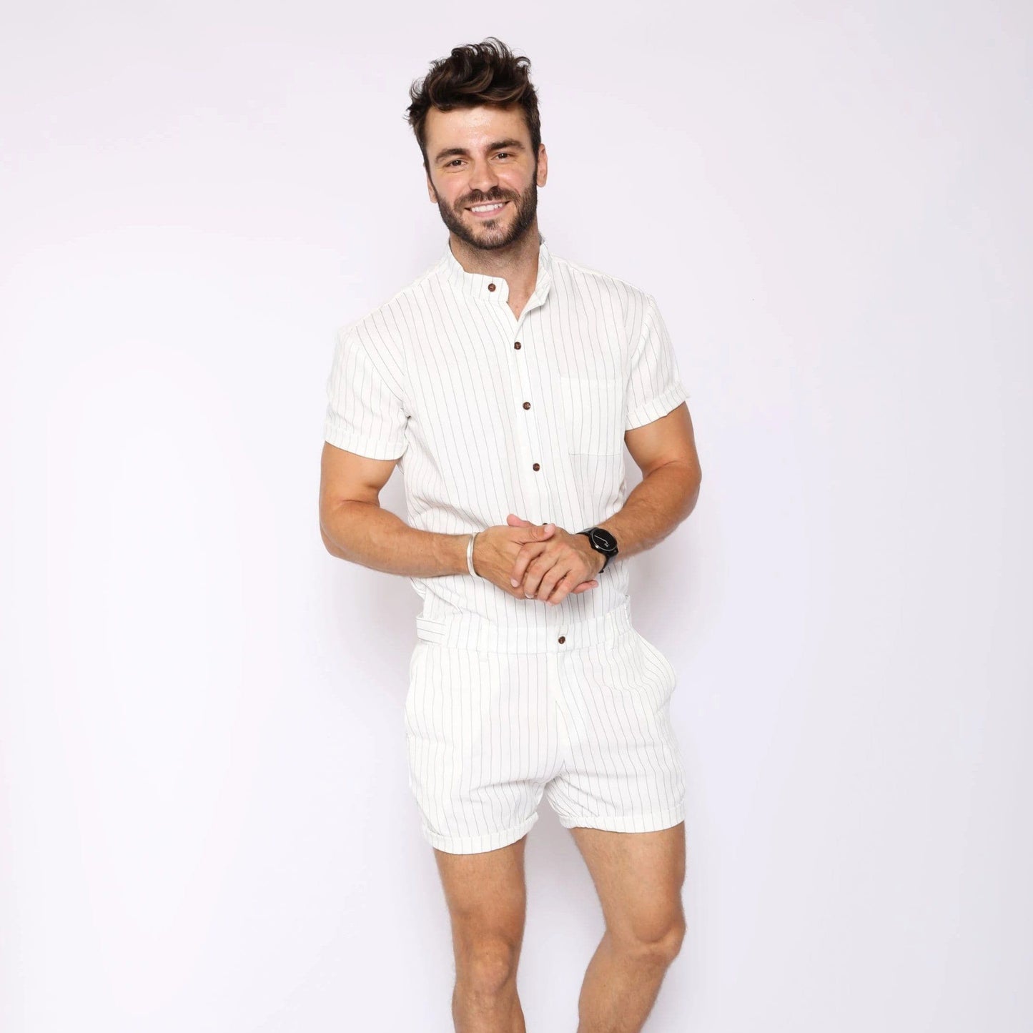 White Chateaux Romper - RomperJack, Mens Jumpsuit - Male Romper