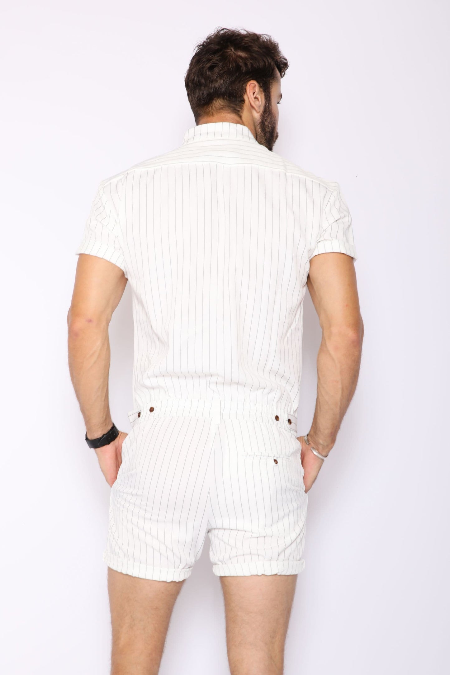 White Chateaux Romper - RomperJack, Mens Jumpsuit - Male Romper