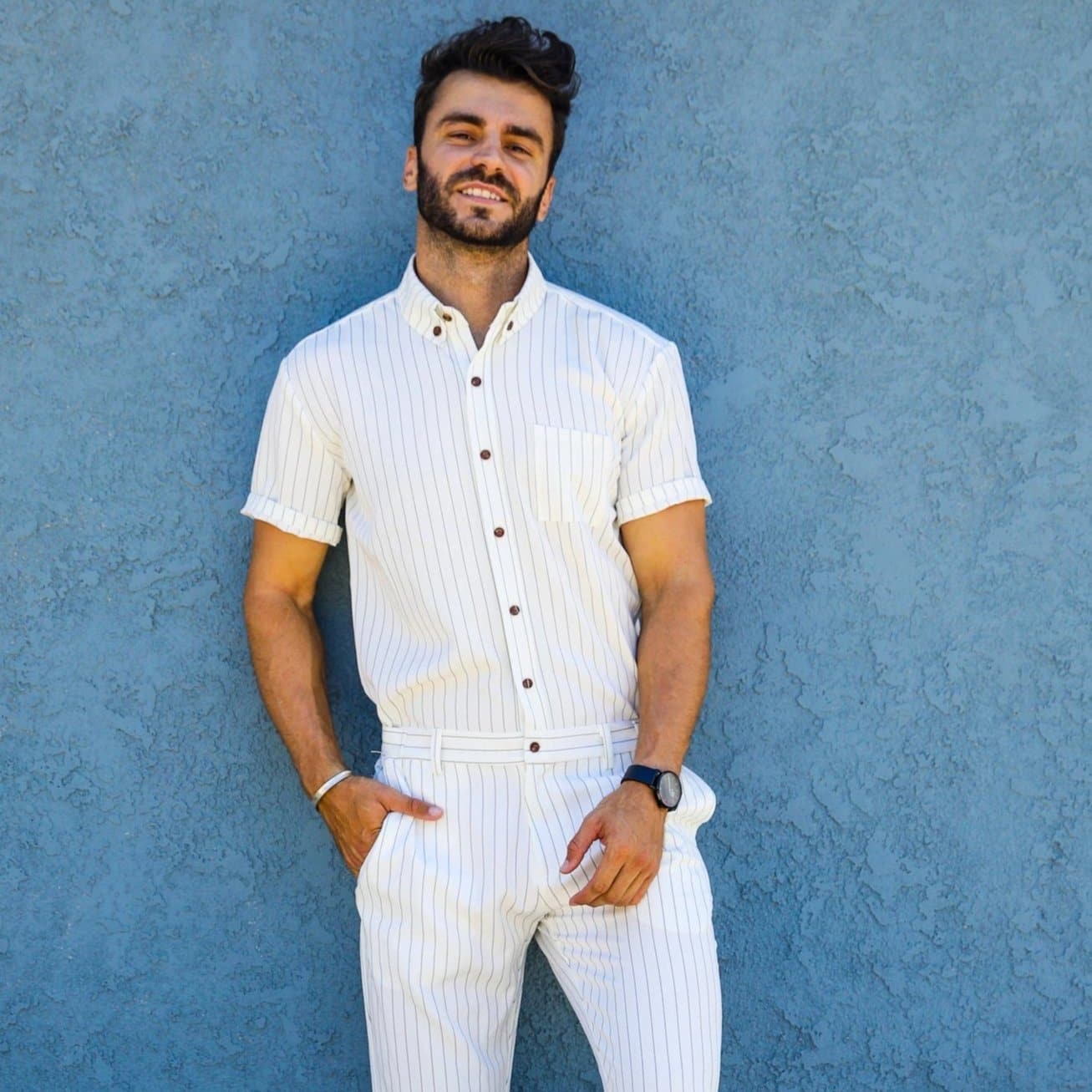 White Chateaux Jumpsuit - RomperJack, Mens Jumpsuit - Male Romper