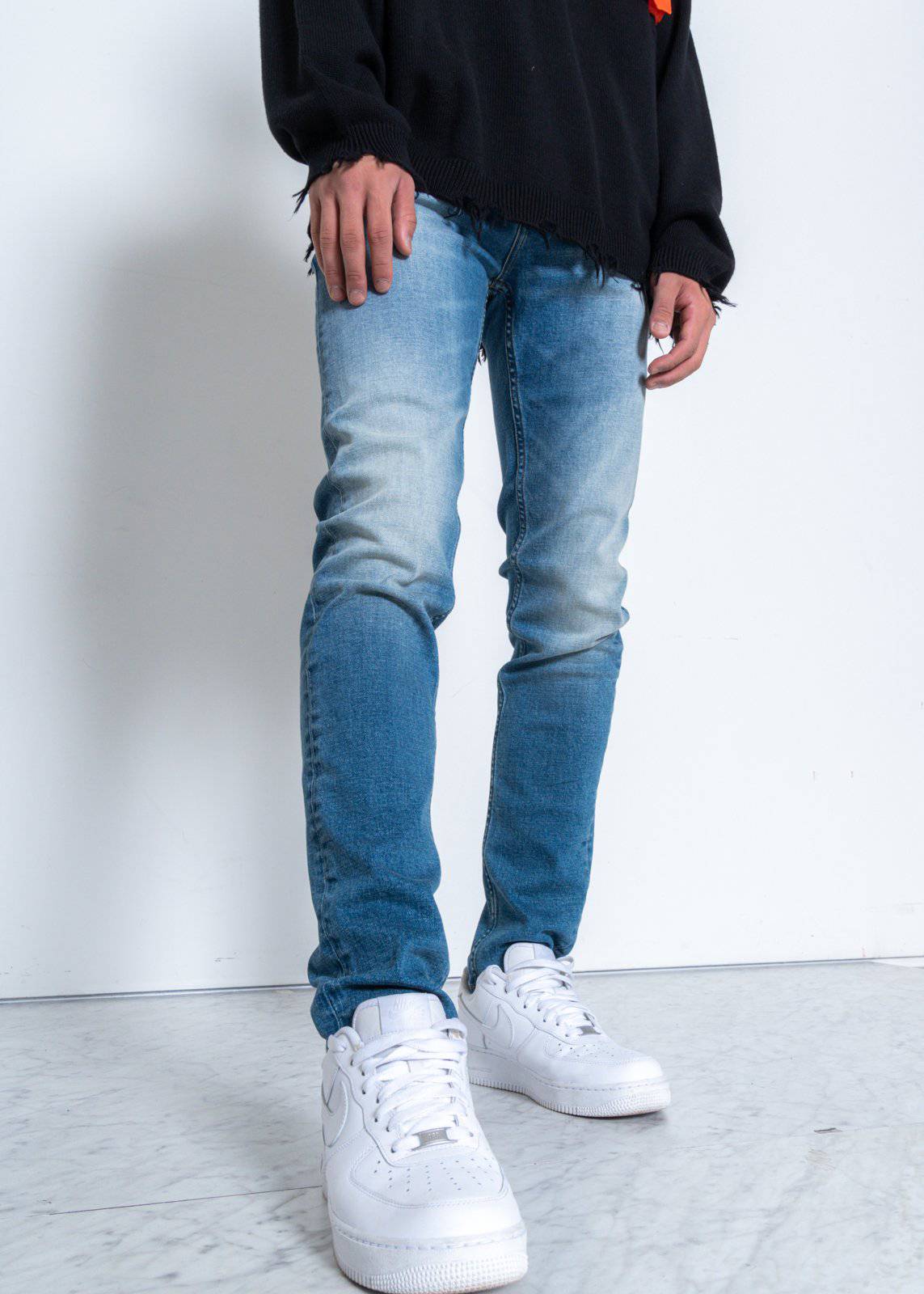 Men's Slim Fit Basic Dark Wash Denim - Konus Brand  
