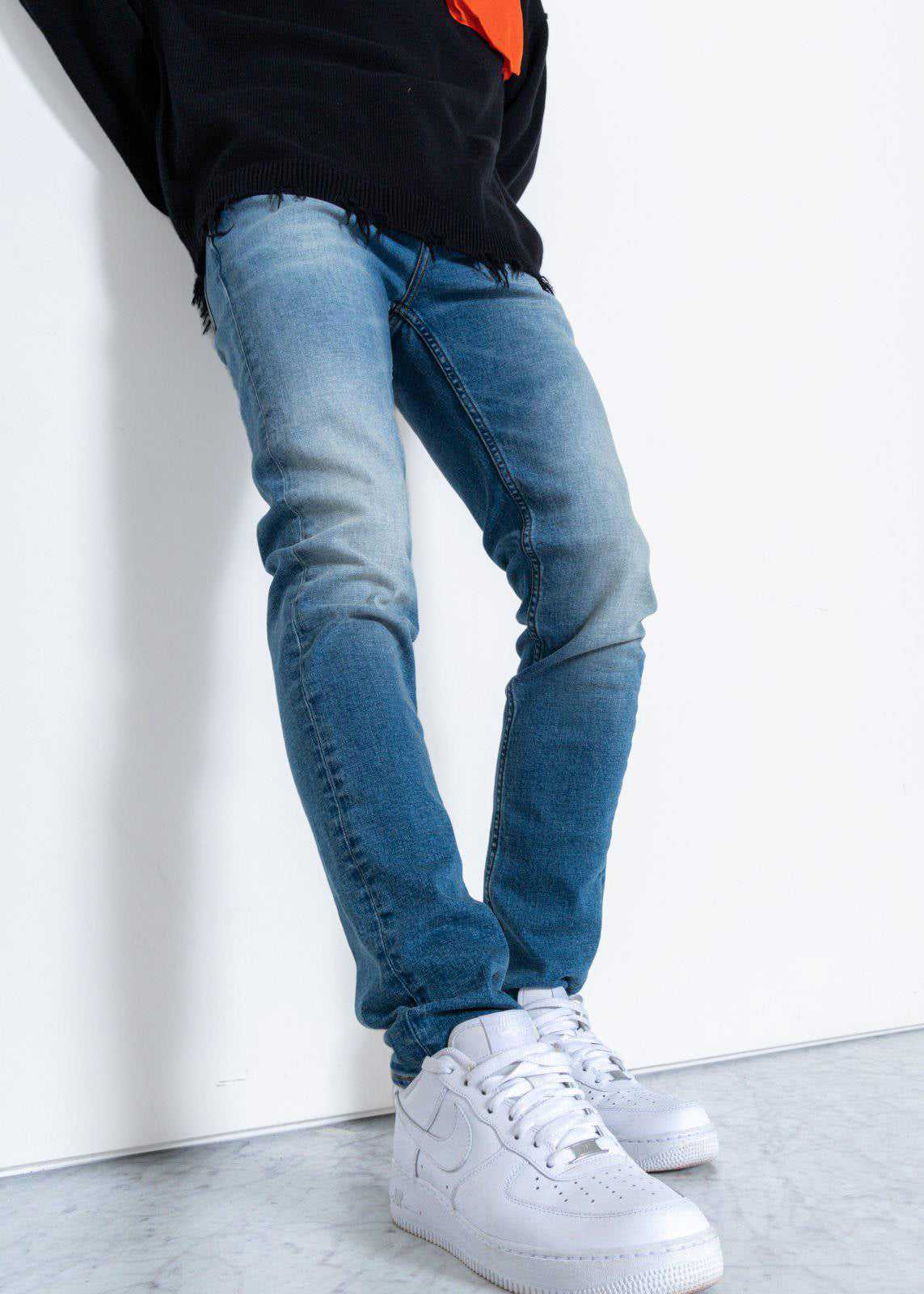 Men's Slim Fit Basic Dark Wash Denim - Konus Brand  