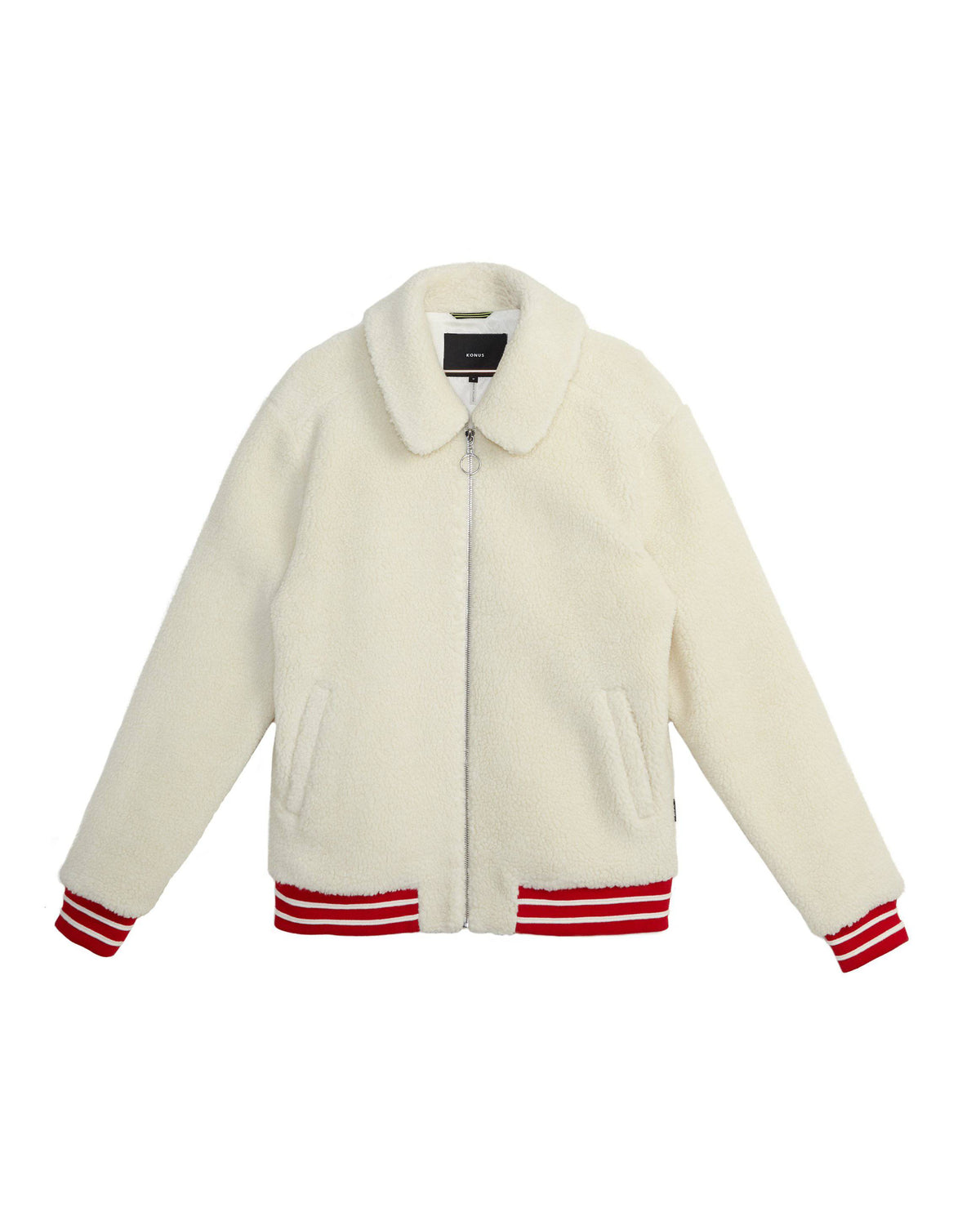 Konus Men's Sherpa Zipup Jacket in Off White  