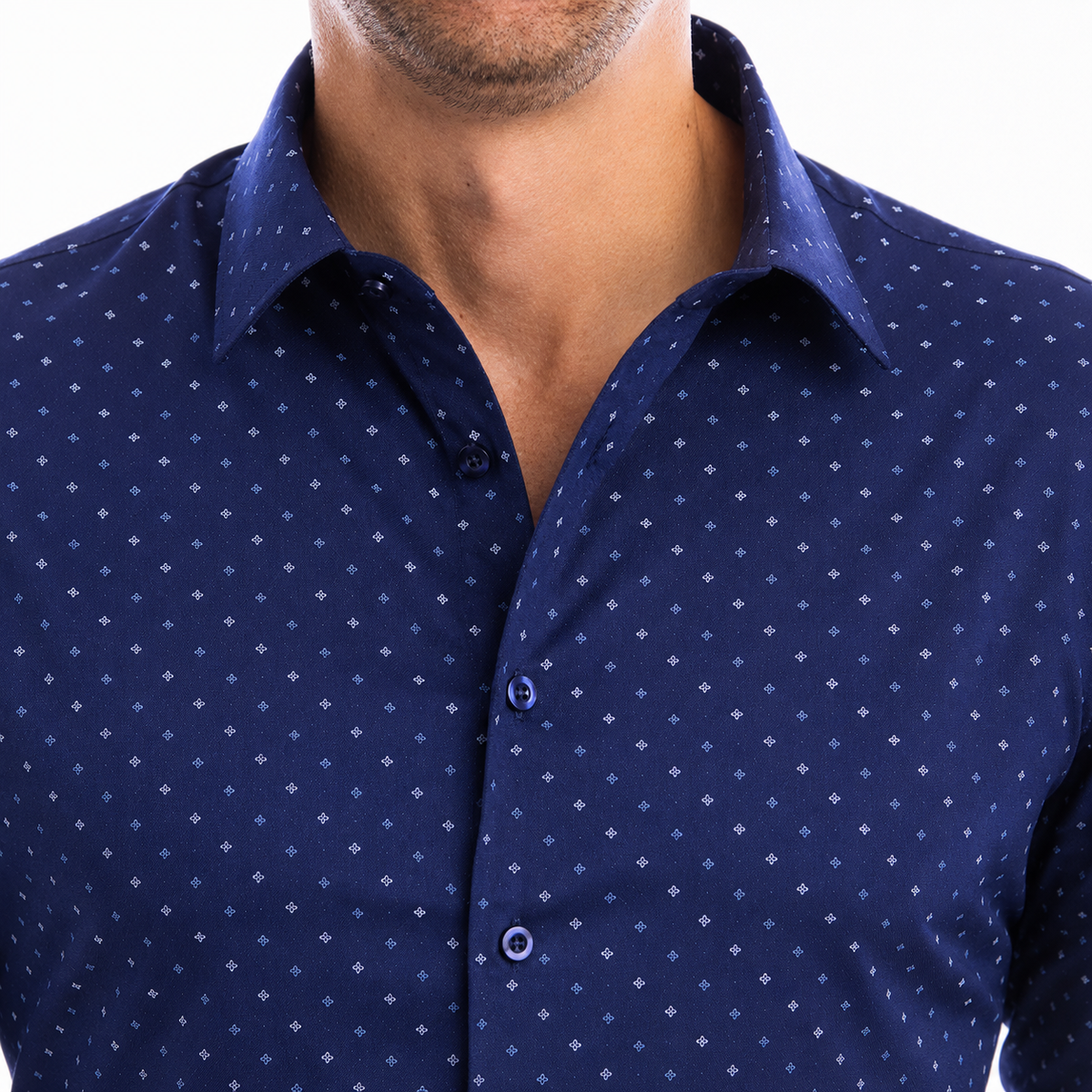 goTIELESS Ultimate Dress Shirt (Navy Polk-a-Dot)  