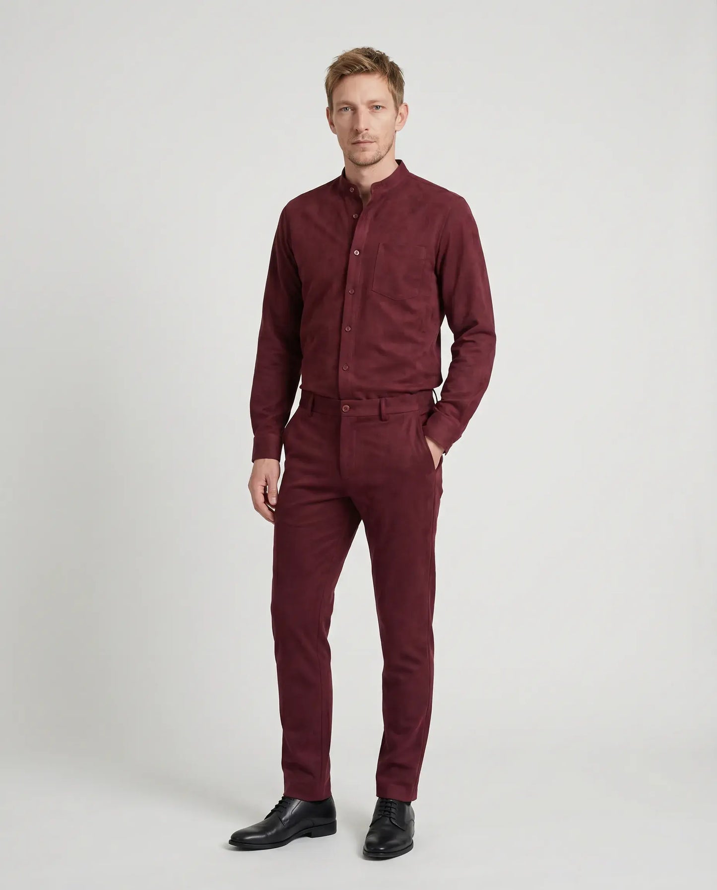 Maroon Suede Jumpsuit  