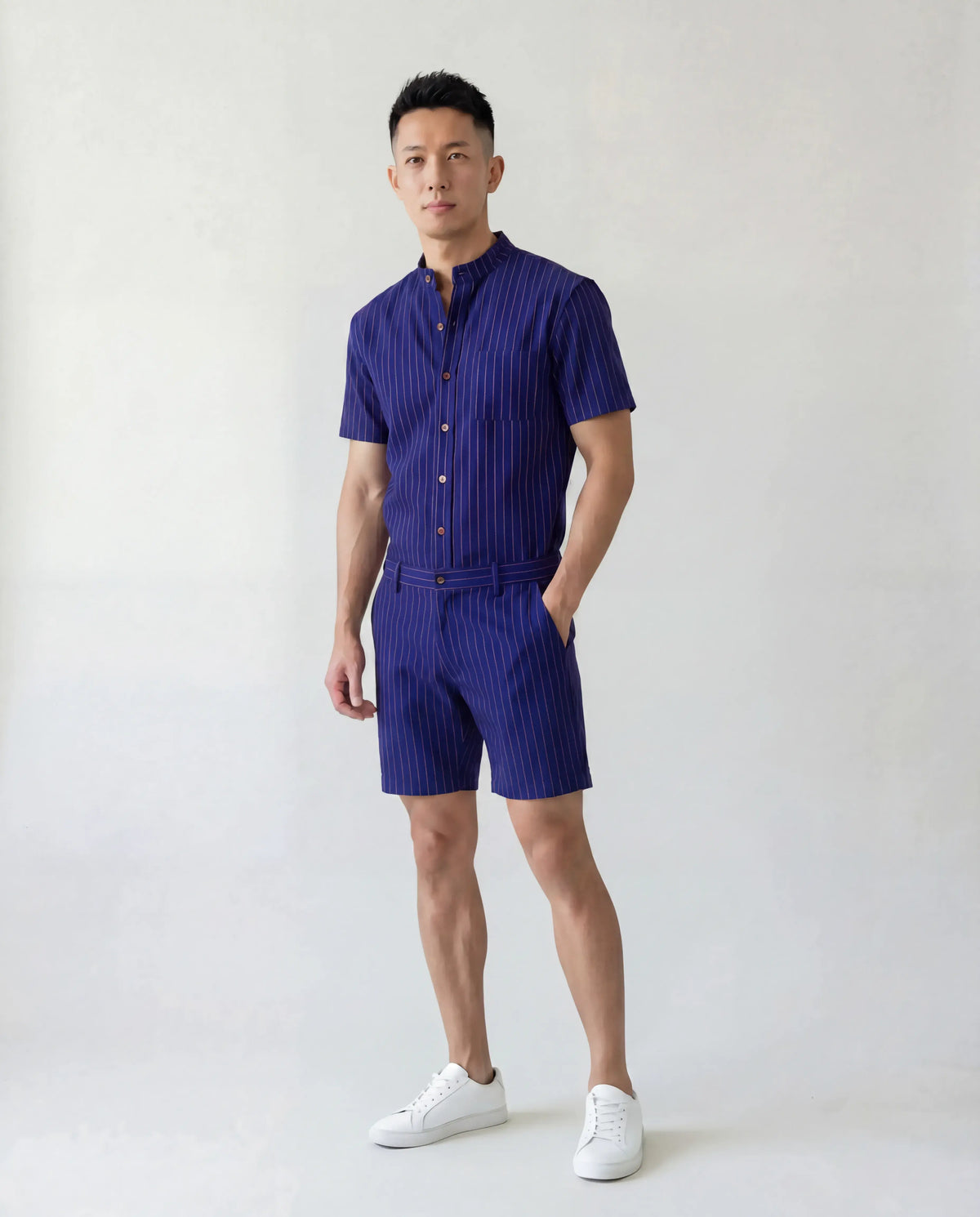 Romhim Stylish Navy Romper for Men - Chateaux Collection – RomperJack