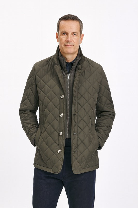 Dual-Layer Quilted Nylon Jacket - Gray  