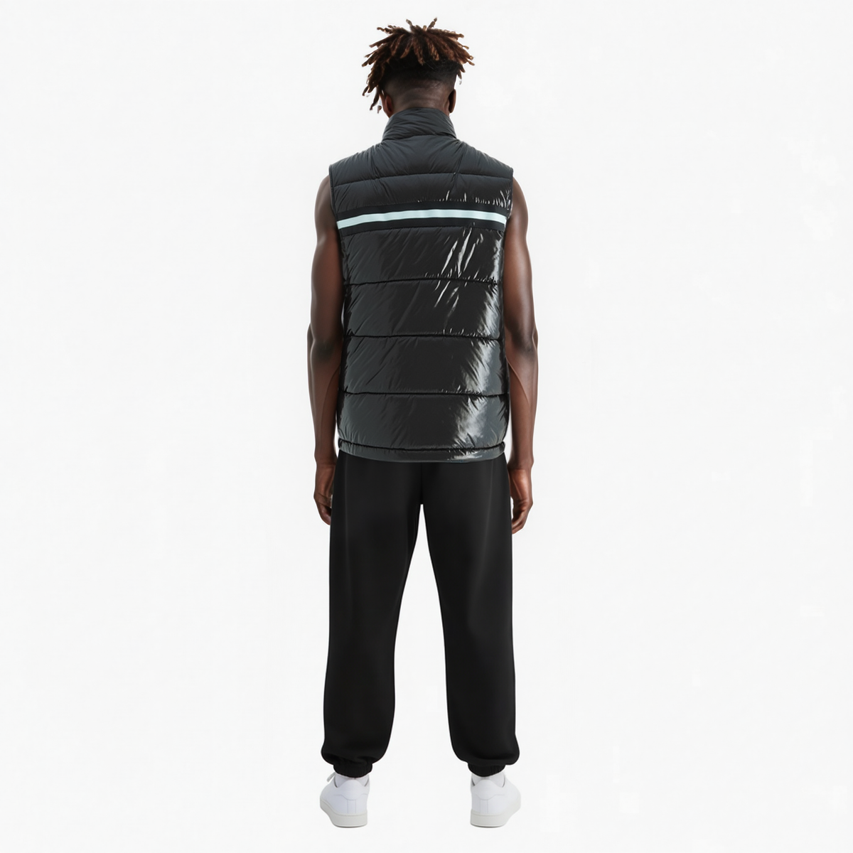 Men's Zip-Up Puffer Vest in Black - Konus Brand  
