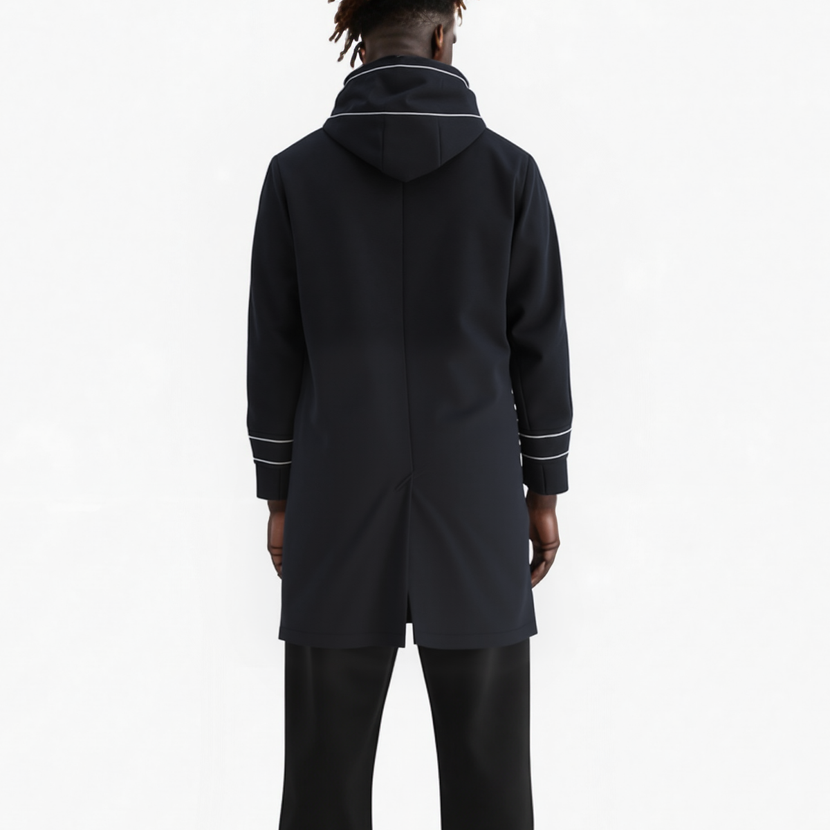 Men's Wool Blend Hooded Coat in Black - Konus Brand  
