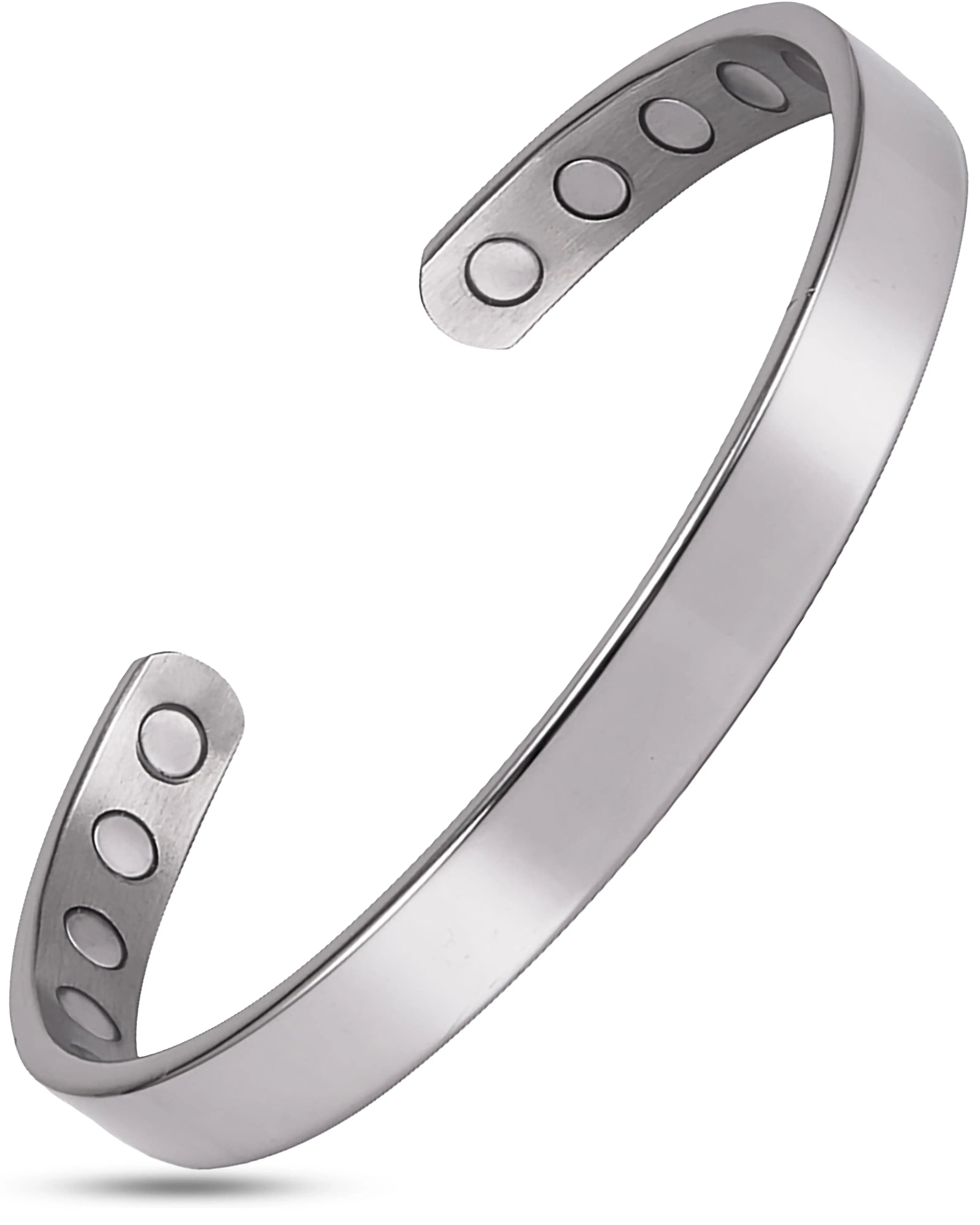Men’s Magnetic Bracelet Cuff (Polished Silver)  