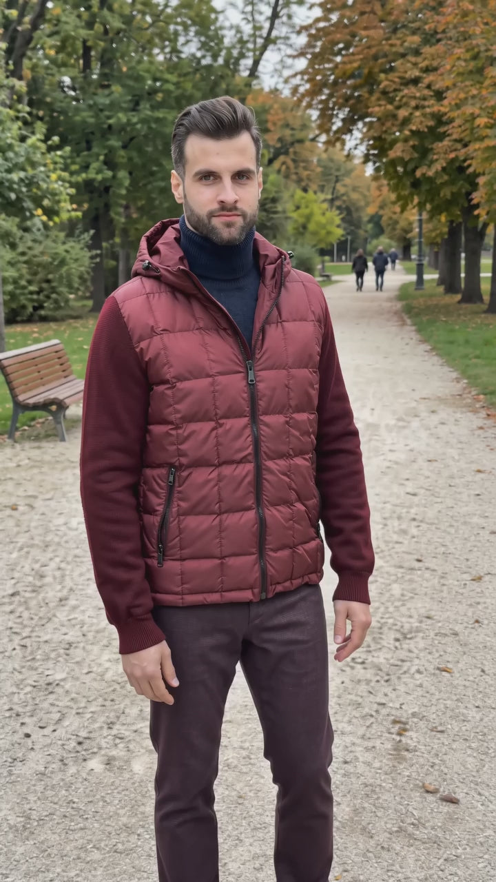 Burgundy Jacket - Natural Fit Unzip Hood Zip Up