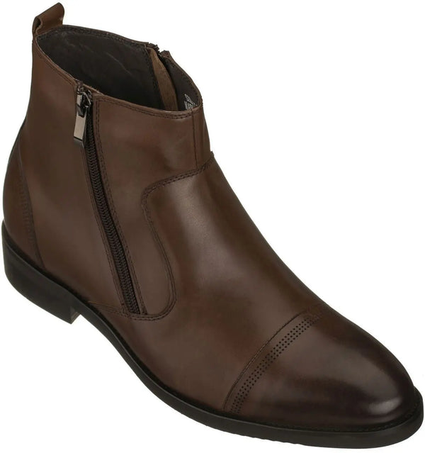 CALTO - Dark Brown - Lightweight - Zipper Boots
