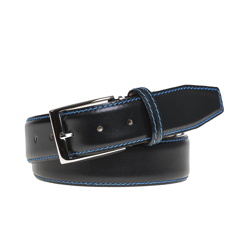 Black Italian Smooth Calf Leather Belt  