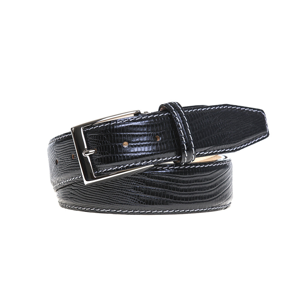 Black Mock Lizard Belt  