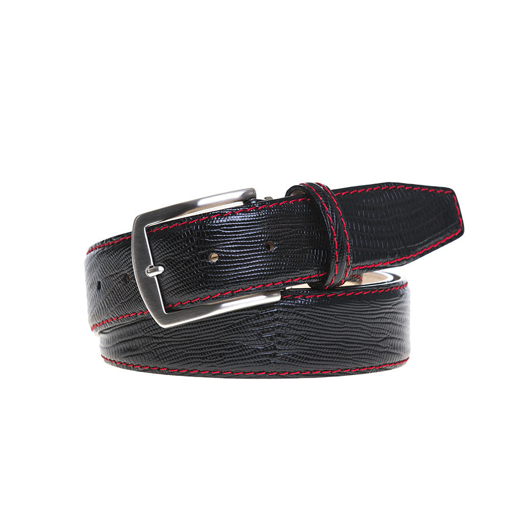 Black Mock Lizard Belt  