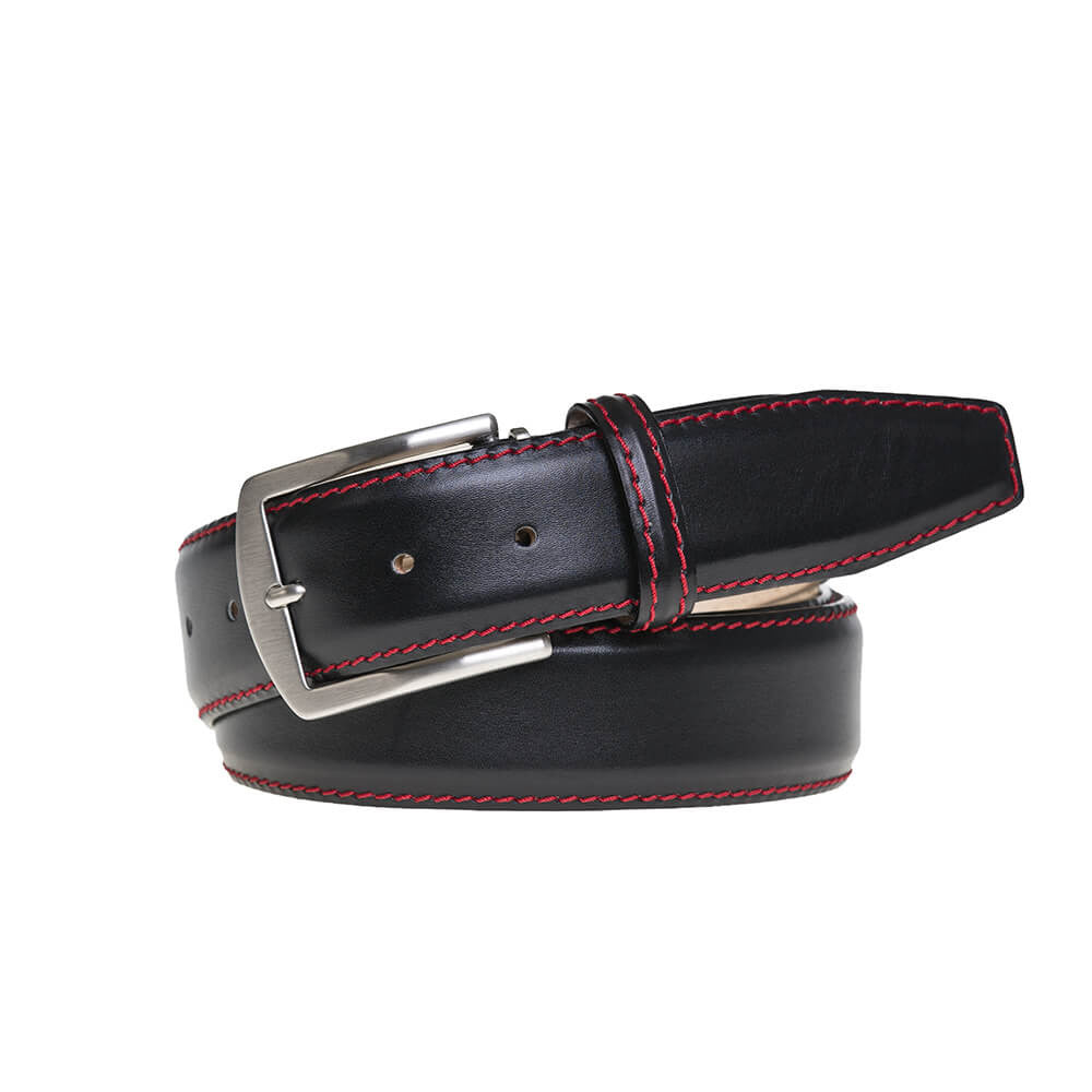 Black Italian Smooth Calf Leather Belt  