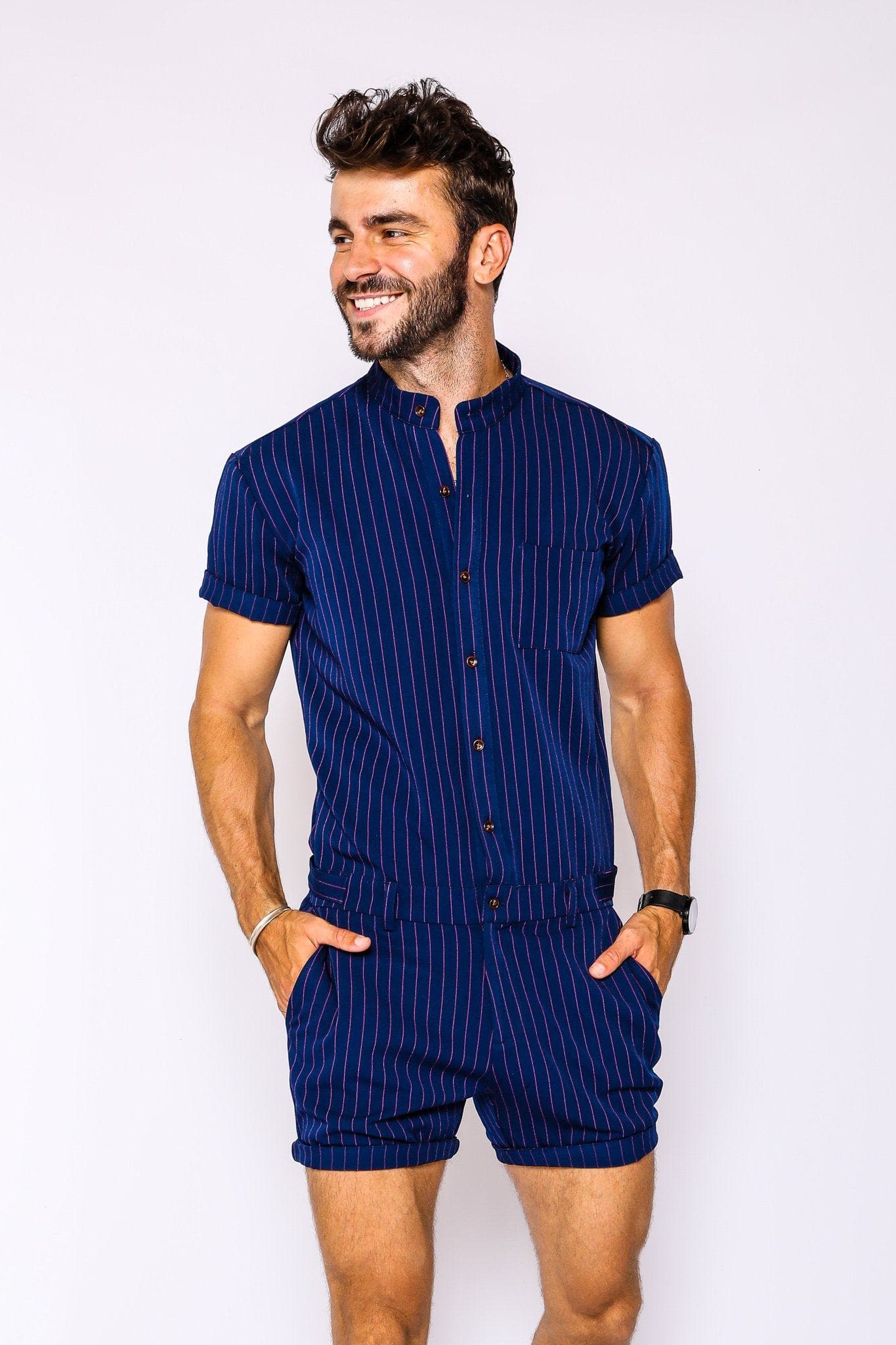 Navy Chateaux Romper - RomperJack, Men's Romper - Male Romper