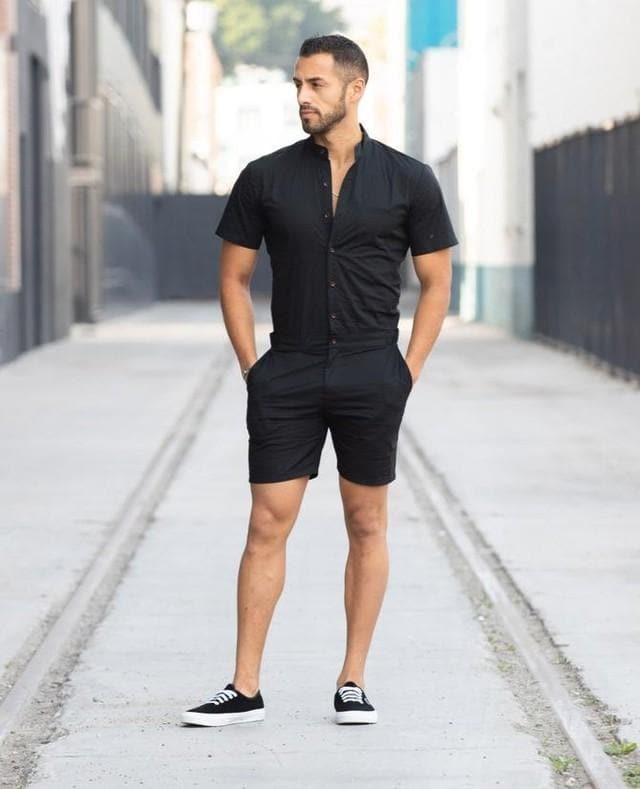 Male jumpsuit shorts on sale