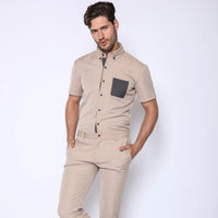 Tan Jacquard Jumpsuit - RomperJack, Mens Jumpsuit - Male Romper